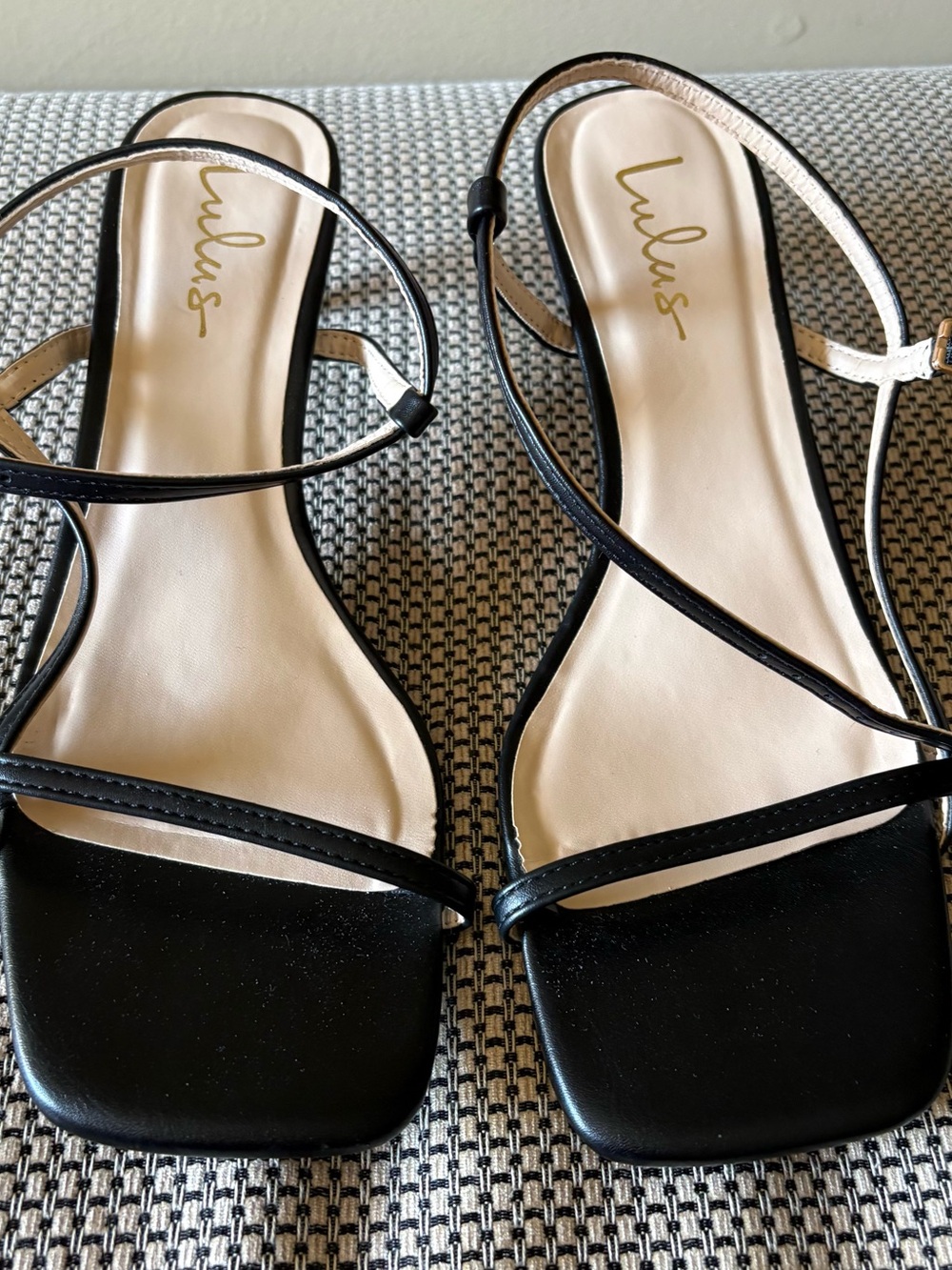 Lulu's Black Minimalist Strappy Square-Toe Sandals